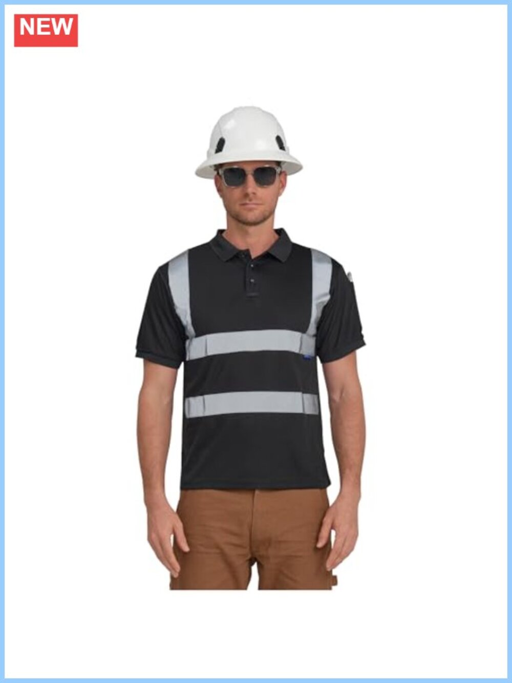 High Visibility Reflective Polo Shirt, 100% Polyester Work Top